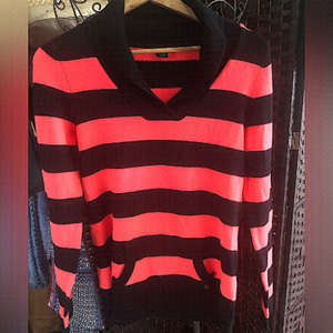 TWIK striped coral & black sweater